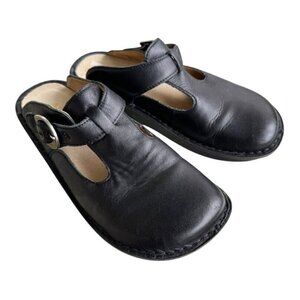 Alegria Women's Sz 37 (US 6.5) Black Leather Mule Clogs ALG-601 Buckle Comfort